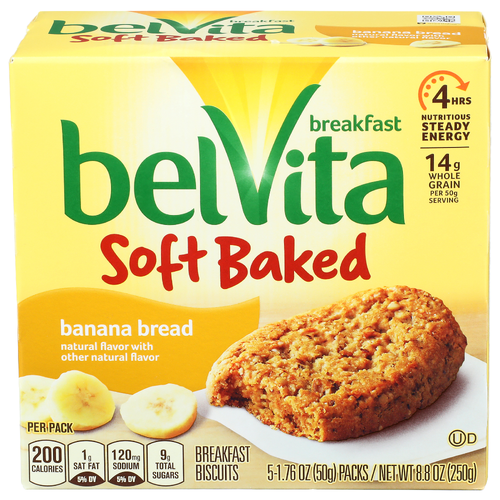 Belvita Banana Bread Breakfast Soft Baked Biscuits - 1.76 Ounce - 5 Count