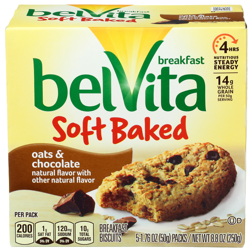 Belvita Oat & Chocolate Soft Baked Breakfast Biscuits - 1.76 Ounce - 5 Count