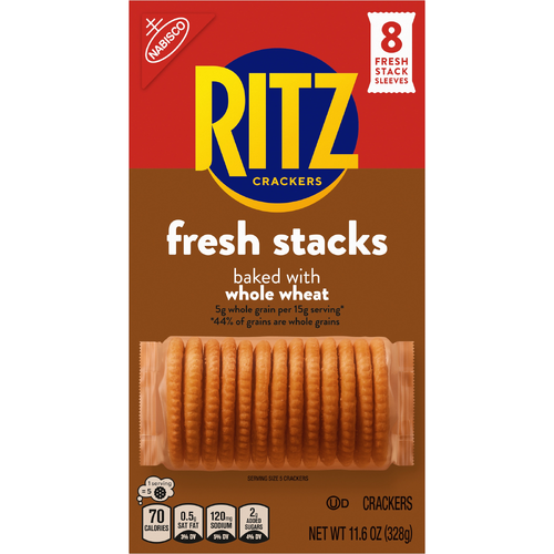 RITZ Whole Wheat Fresh Stacks Crackers, Travel Snacks, Multi Snack Packs - 11.6 Ounce