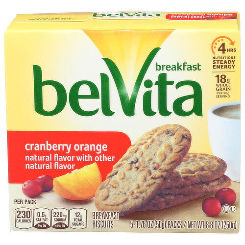 Belvita Cranberry Orange Breakfast Biscuits - 1.76 Ounce - 5 Count