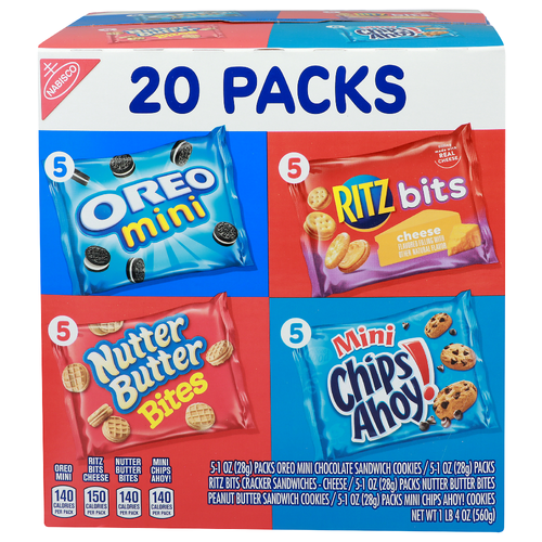 Nabisco Variety Pack Mini Chips Ahoy!, Ritz Bits Cheese, Nutter Butter Bites, And Oreo - 20 Ounce