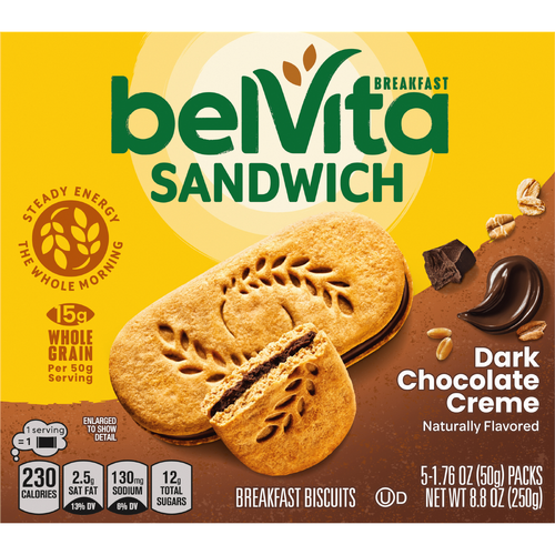 BELVITA Sandwich Dark Chocolate Breakfast Creme Biscuits - 8.8 Ounce