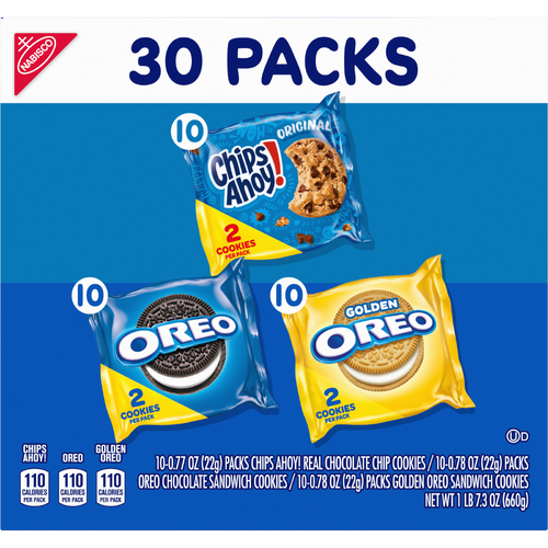 CHIPS AHOY!/OREOAssorted Nabisco Sweet Treats Cookie Variety Pack Oreo, Golden & Ahoy!, Snack Packs - 23.3 Ounce