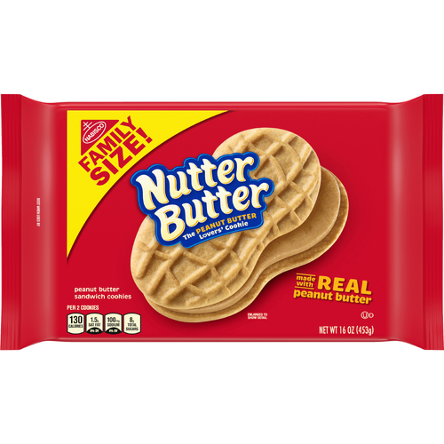 NUTTER BUTTER Peanut Sandwich Cookies, Family Size - 16 Ounce