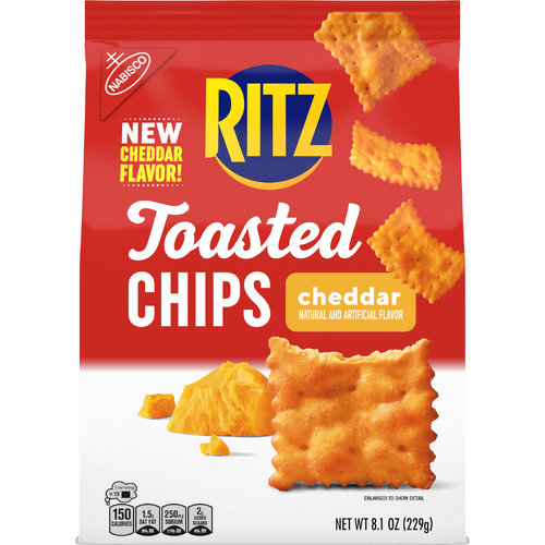 RITZ Toasted Chips Cheddar Crackers, Party Snacks - 8.1 Ounce