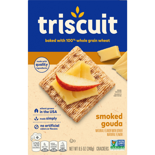 TRISCUIT Smoked Gouda Whole Grain Wheat Crackers, Lunch Snacks, Snack - 8.5 Ounce