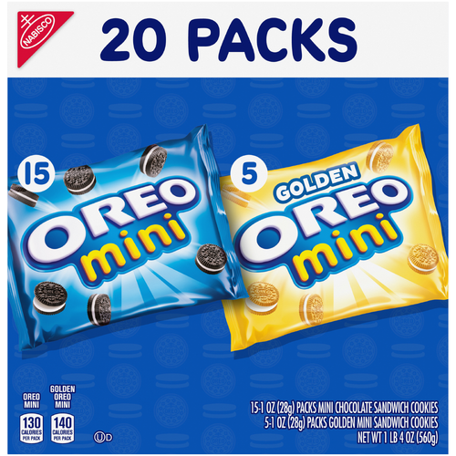 OREO Mini Original Mix Sandwich Cookies Variety Pack, Snack Packs - 20 Ounce