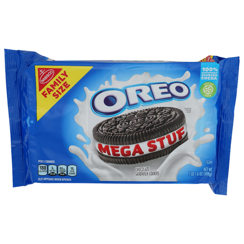 Nabisco Mega Stuf Oreo Chocolate Sandwich Cookies Family Style - 17.6 Ounce