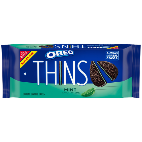 Oreo Thins Mint Family Size Thins Creme Chocolate Sandwich Cookies, Size - 11.78 Ounce Image 1 of 3