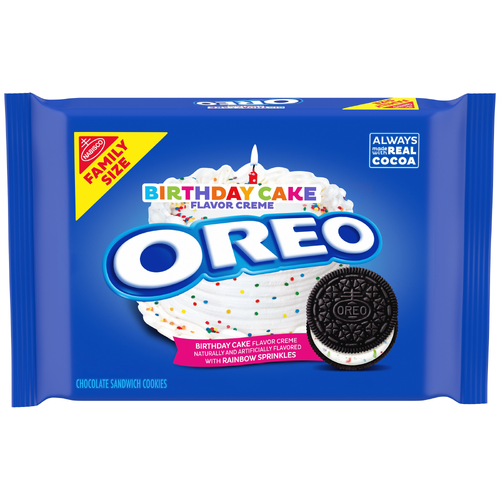 Oreo Family Size Birthday Cake Creme Chocolate Sandwich Cookies - 17 Ounce