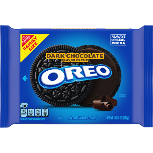 OREO Dark Chocolate Creme Sandwich Cookies, Family Size - 17 Ounce
