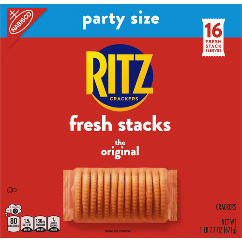 RITZ Original Fresh Stacks Crackers, Travel Snacks, Party Size, Multi Snack Packs - 23.7 Ounce