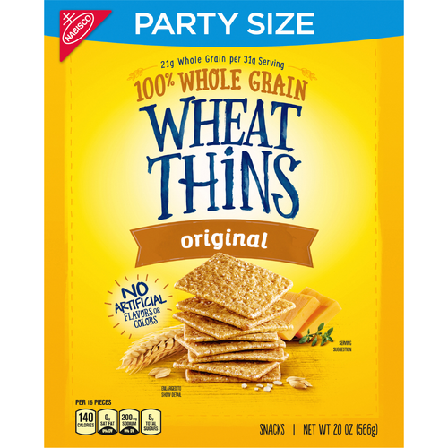 Wheat Thins Wheat Thins Original Snacks, Whole Grain Wheat Crackers, Snack Party Size, Box - 20 Ounce