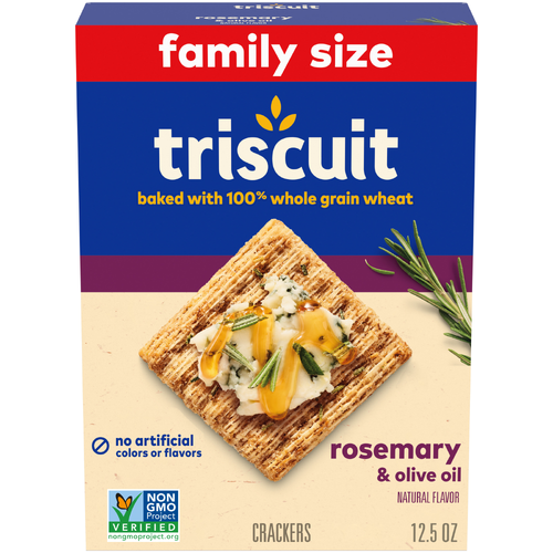 Triscuit Family Size Rosemary & Olive Oil Whole Grain Wheat Crackers - 12.5 Ounce Image 1 of 2