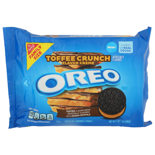 Nabisco Oreo Toffee Flavor Creme With Sugar Crystals Chocolate Sandwich Cookies - 17 Ounce