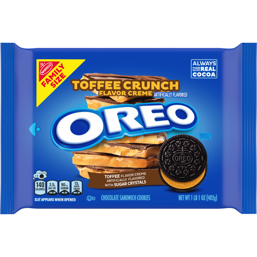 OREO Toffee Crunch Creme With Sugar Crystals Chocolate Sandwich Cookies, Family Size - 17 Ounce