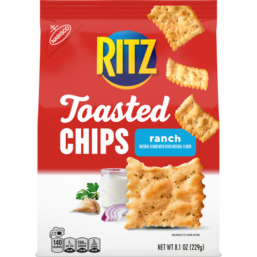 RITZ Toasted Chips Ranch Crackers, Party Snacks - 8.1 Ounce