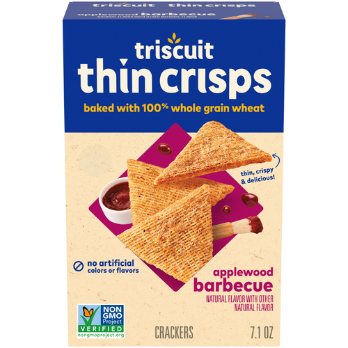 Triscuit Thin Crisps Applewood Thin Crisps Barbecue Whole Grain Wheat Crackers, Lunch Snacks, Snack - 7.1 Ounce Image 1 of 2
