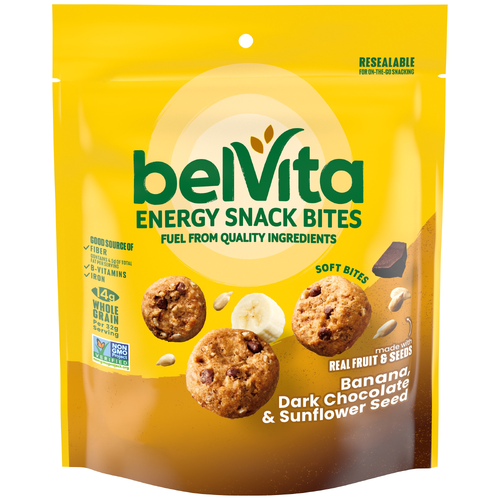 Belvita Energy Snack Bites Banana Dark Chocolate & Sunflower Seed Energy Snack Bites, Banana, And Seed, Bag - 5 Ounce Image 1 of 3