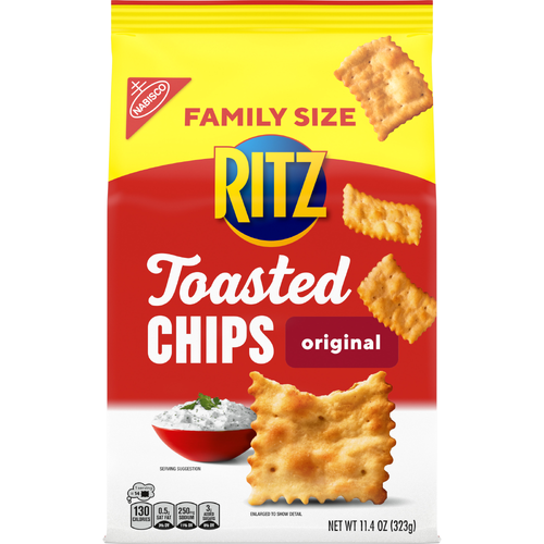 RITZ Toasted Chips Original Crackers, Party Snacks, Family Size - 11.4 Ounce