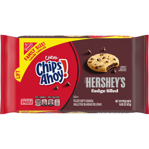 CHIPS AHOY! Chewy Chocolate Fudge Hershey's Filled Soft Chip Cookies, Family Size - 14.85 Ounce