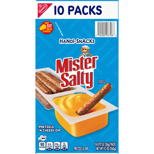 HANDI-SNACKS Mister Salty Cheese Pretzels 'n Cheesy Dip Snack Packs - 9.2 Ounce