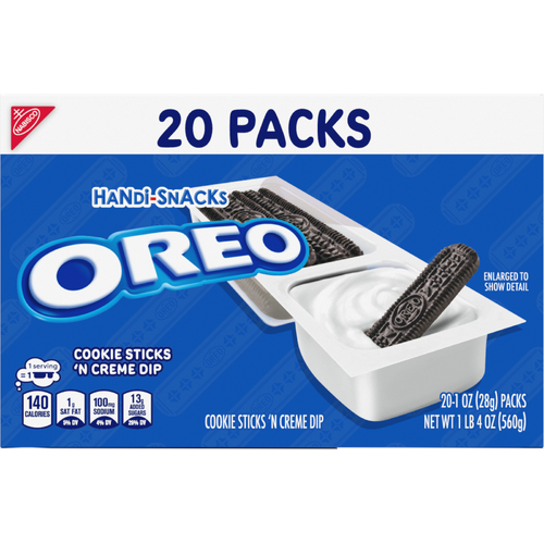 HANDI-SNACKS Oreo Chocolate Cookie Sticks 'n Creme Dip Snack Packs - 20 Ounce