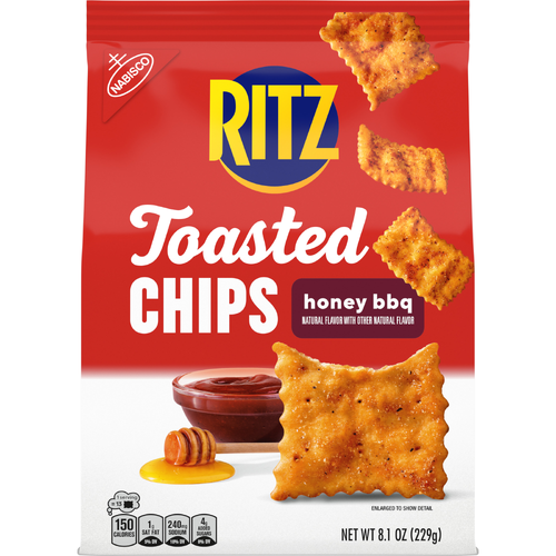 RITZ Toasted Chips Honey BBQ Crackers, Party Snacks - 8.1 Ounce