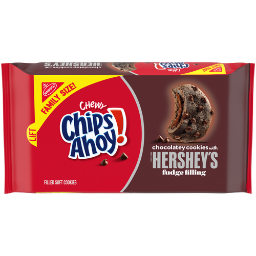 Chips AHOY! Chewy Chocolatey Chip Hershey's Fudge Filled Chewy Soft Chocolate Cookies, Family Size - 14.85 Ounce Image 1 of 2