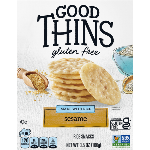 GOOD THINS Sesame Rice Snacks Gluten Free Crackers, Snack Crackers - 3.5 Ounce