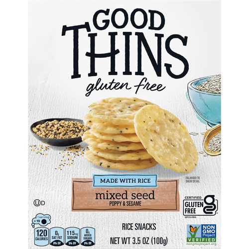 GOOD THINS Mixed Seed Rice Snacks Gluten Free Crackers, Snack Crackers - 3.5 Ounce