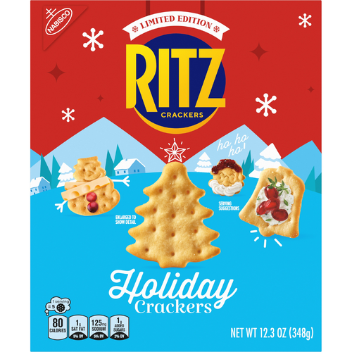 RITZ Original Holiday Crackers, Snacks For Kids And Adults, Party Limited Edition - 12.29 Ounce