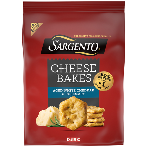 Sargento Cheese Bakes White Cheddar Cheese Bakes Aged And Rosemary Crackers, Lunch Snacks - 4.5 Ounce