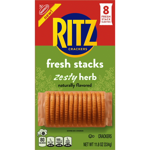 RITZ Zesty Herb Fresh Stacks Crackers,travel Snacks, Multi Snack Packs - 11.8 Ounce