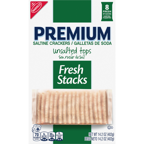 PREMIUM Unsalted Fresh Stacks Tops Saltine Crackers, Travel Snacks, Multi Snack Packs - 14.2 Ounce