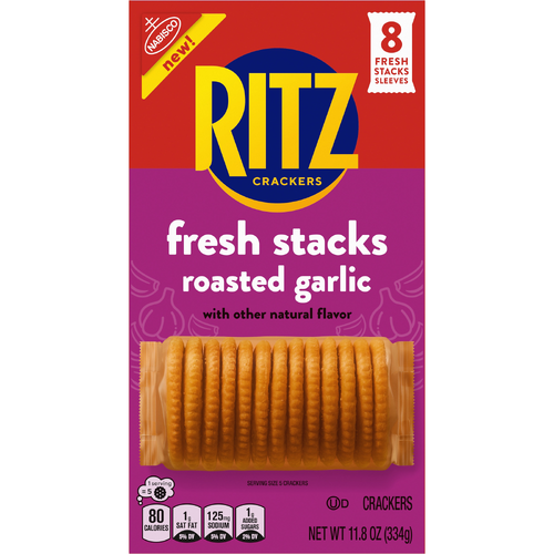 Ritz Fresh Stacks Roasted Garlic Crackers Travel Snacks Multi Snack Packs - 11.8 Ounce