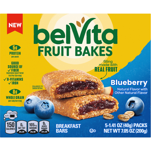 belVita FRUIT BAKES Blueberry Soft Baked Breakfast Bars - 7.05 Ounce