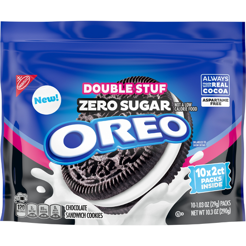 Oreo Double Stuf Zero Sugar Chocolate Sandwich Cookies Snack Packs - 10.3 Ounce