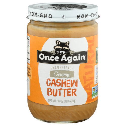 Once Again Creamy Cashew Butter Unsweetened & Salt Free - 16 Ounce