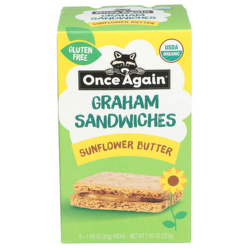 Once Again Organic Sunflower Butter Graham Sandwich 6PK - 1.59 Ounce - 5 Count