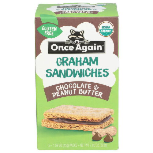 Once Again Organic Chocolate Peanut Butter Graham Sandwich 6PK - 1.59 Ounce - 5 Count