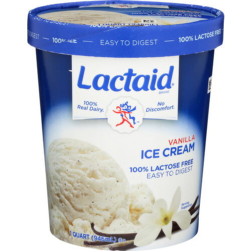 Lactaid Ice Cream Vanilla 100% Lactose Free - 1 Quart
