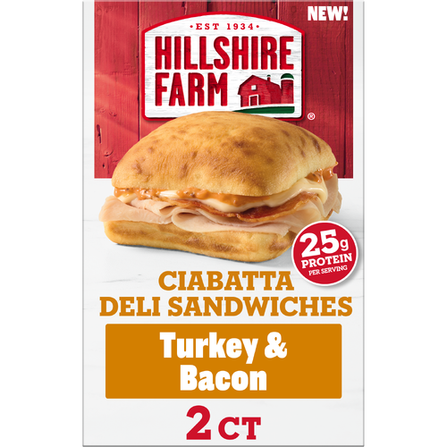 Hillshire Farm Turkey & Bacon Ciabatta Deli Sandwiches - 10.74 Ounce