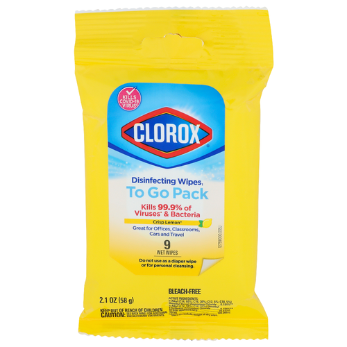 Clorox To Go Pack Disinfecting Wipes¹ - 0.233 Ounce - 9 Count