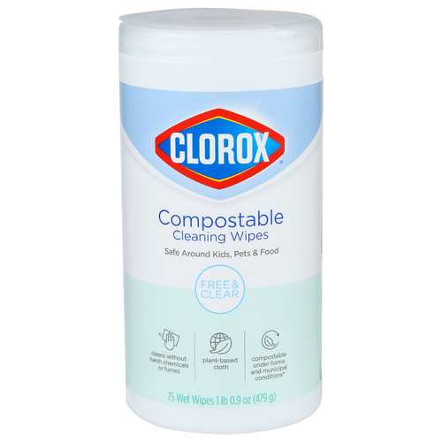 Clorox Compostable Cleaning Wipes - 0.225 Ounce - 75 Count