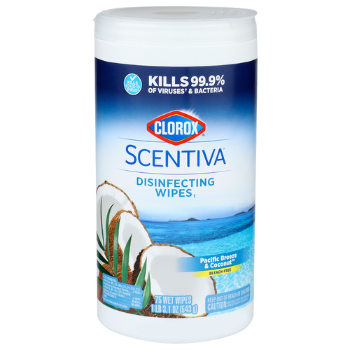 Clorox Scentiva Pacific Breeze & Coconut Disinfecting Wipes - 0.255 Ounce - 75 Count