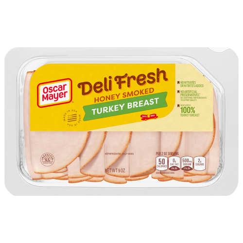 Oscar Mayer Deli Fresh Honey Smoked Sliced Turkey Breast Lunch Meat, Package - 9 Ounce
