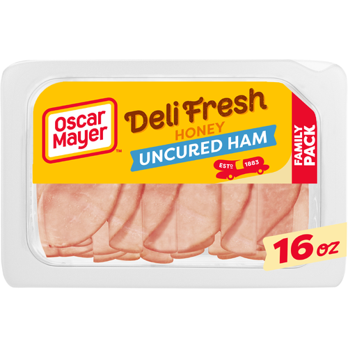 Oscar Mayer Deli Fresh Honey Uncured Sliced Ham Lunch Meat Family Size, Package - 16 Ounce Image 1 of 4