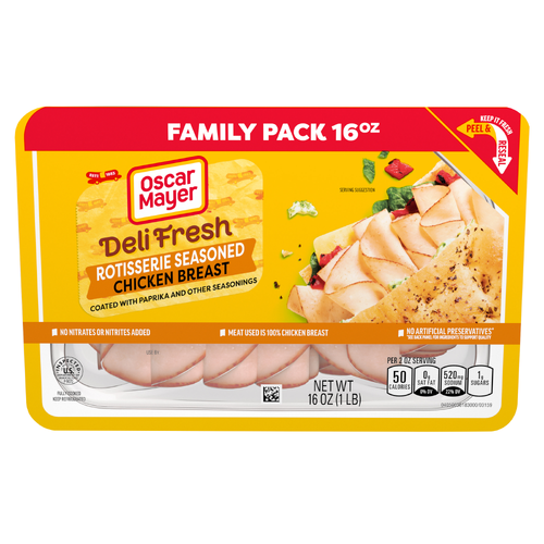 Oscar Mayer Deli Fresh Rotisserie Seasoned Sliced Chicken Breast Lunch Meat, Package - 16 Ounce