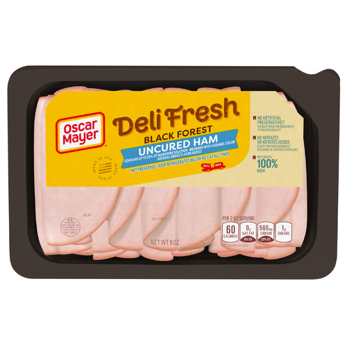 Oscar Mayer Deli Fresh Black Forest Uncured Ham Sliced Lunch Meat, Tray - 9 Ounce